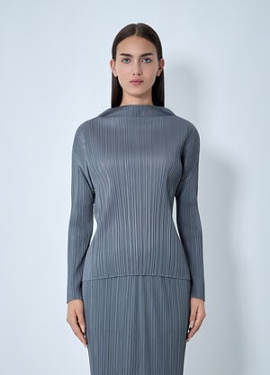 Pleats Please Issey Miyake Pleated Top Grey plp0262017