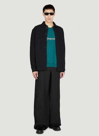 Saint Laurent 正面徽标刺绣运动衫 绿色 sla0151039