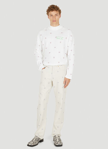 Martine Rose Relaxed Floral Print Jeans White mtr0150006