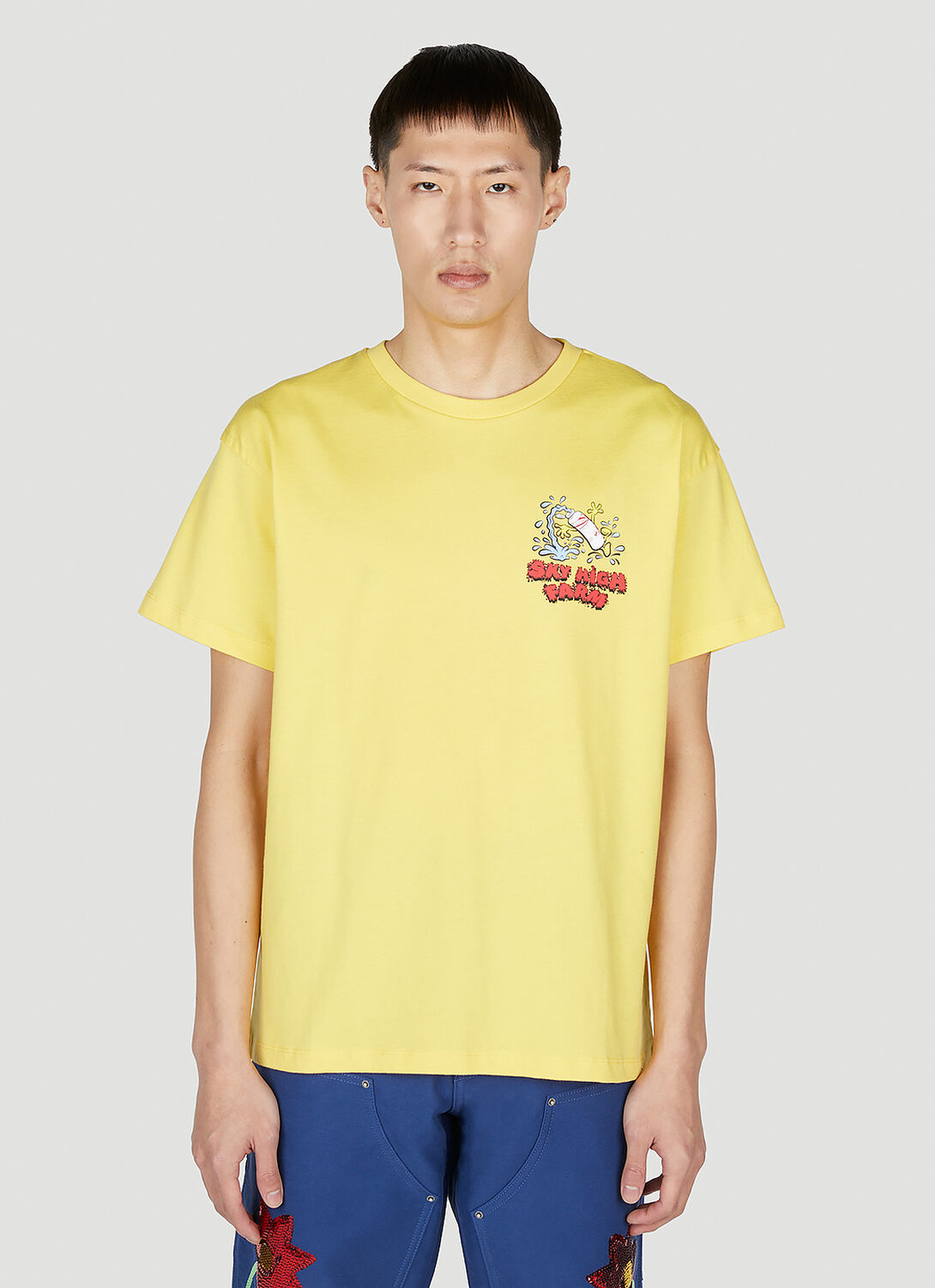 Sky High Farm Workwear Printed Cotton T-shirt In Yellow