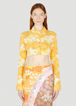 Rave Review Sommar Flower Cropped Shirt Yellow rav0252006