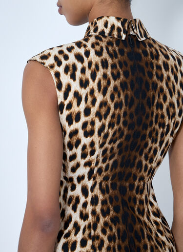 Sportmax Sleeveless Animal Print Dress Brown spx0264004
