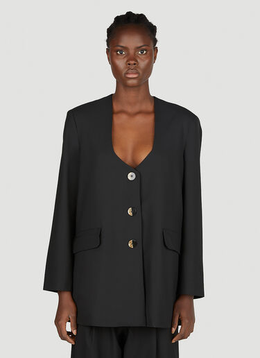 GANNI Drapey Melange Oversized Blazer Black gan0252019
