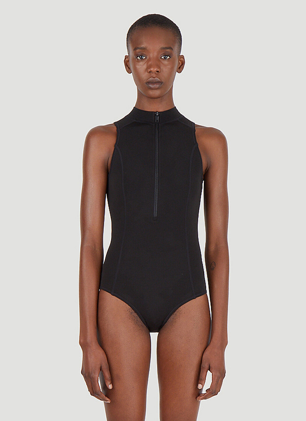 Y 3 Women s Half Zip Swimsuit in Black LN CC