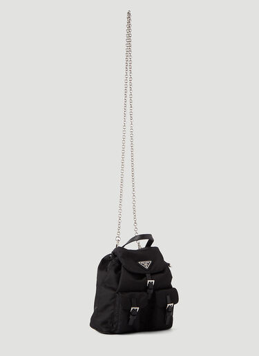 Prada Recycled-Nylon Mini Chain Backpack Black pra0245077