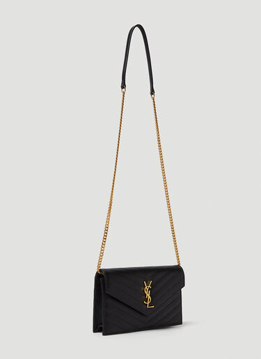 Saint Laurent 徽标铭牌单肩包 黑色 sla0249198