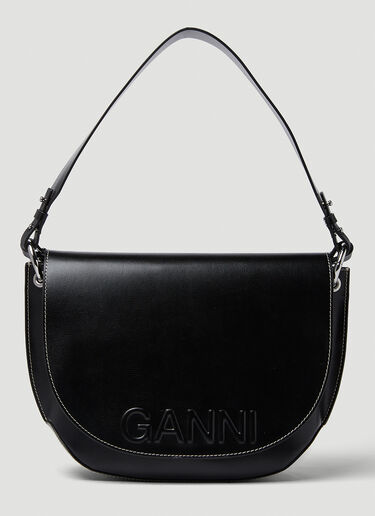 GANNI Banner Saddle Shoulder Bag Black gan0249048