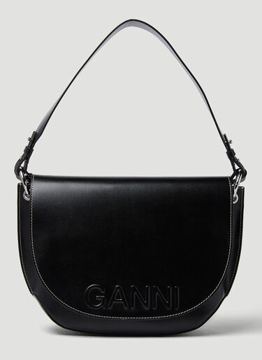 GANNI バナーサドルショルダーバッグ ブラック gan0249048