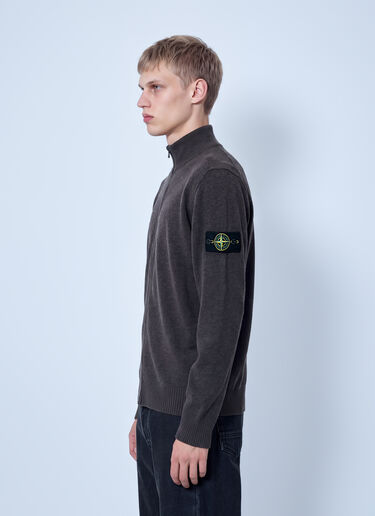 LN-CC® - Stone Island: Zip-Up Wool Cardigan - Dark Grey Stone Island Zip-Up Wool Cardigan Dark Grey sto0165050