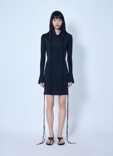 LN-CC® - KNWLS: Cu Hooded Mini Dress - Black KNWLS Cu Hooded Mini Dress Black knw0266018