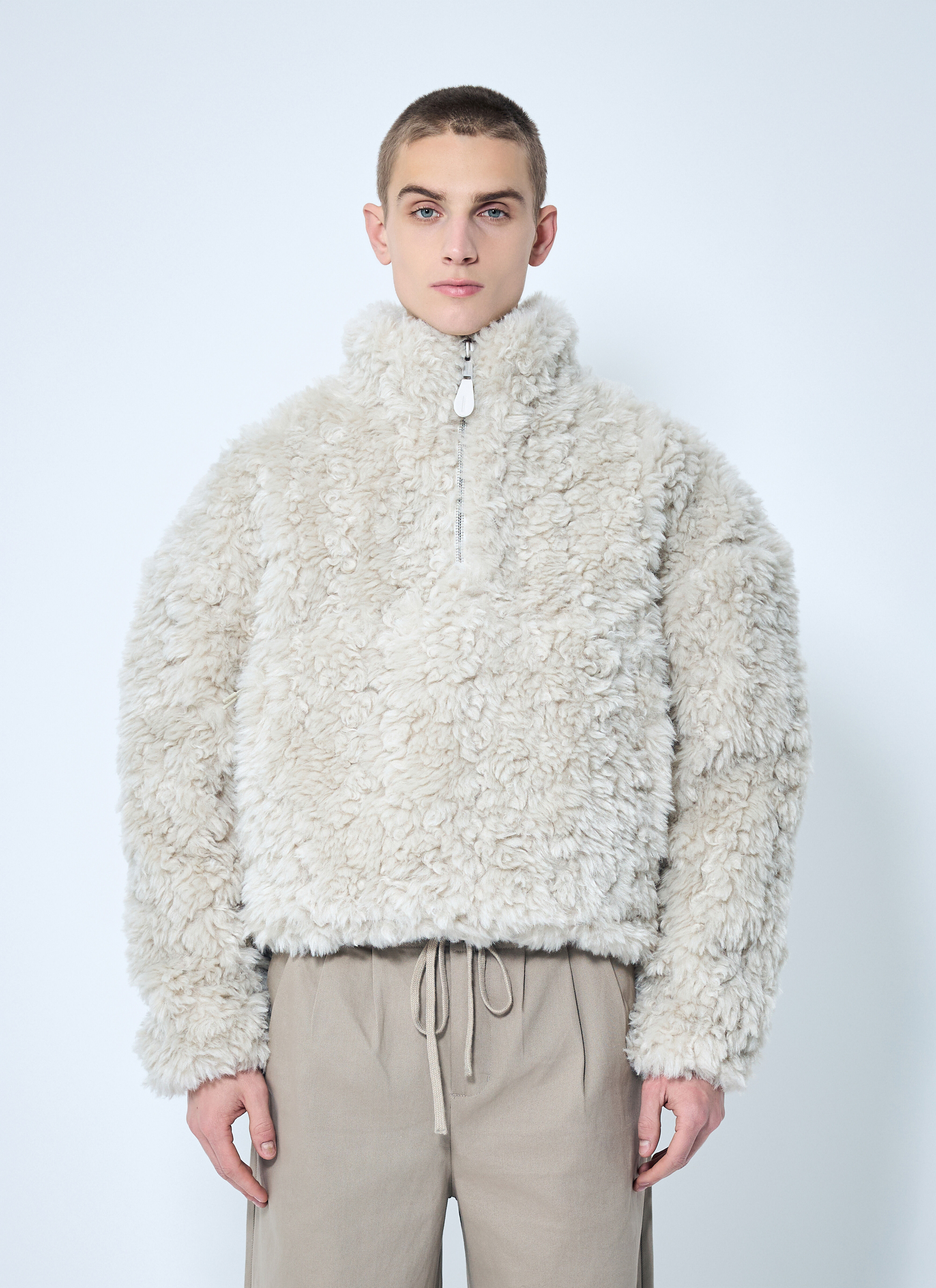 White fluffy quarter zip on sale