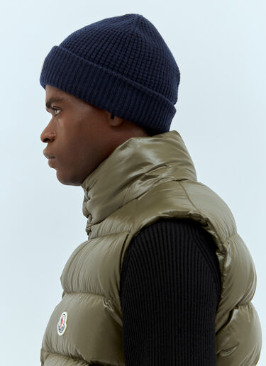 Logo Patch Beanie Moncler Logo Patch Beanie Navy mon0158033