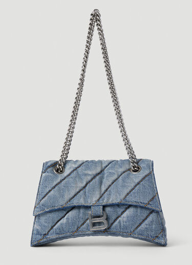 Balenciaga Denim Crush Quilted Shoulder Bag Light Blue bal0252095