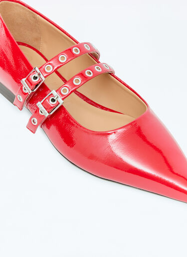 GANNI Eyelets Ballerina Flats Red gan0256035