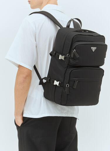 Prada Re-Nylon And Saffiano Leather Backpack Black pra0159013