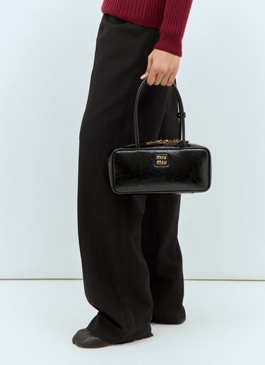 Beau Naplak Patent Leather Shoulder Bag Miu Miu Beau Naplak Patent Leather Shoulder Bag Black miu0259031