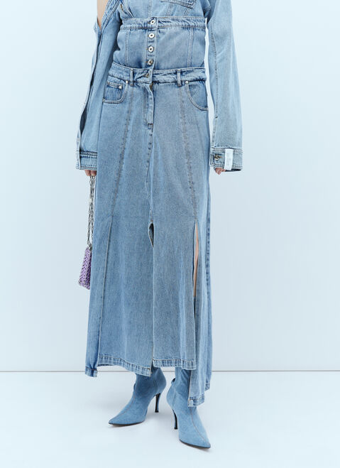 Gucci Extended Waistband Denim Skirt Black guc0253265