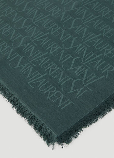 Saint Laurent Logo Print Scarf Green sla0252094