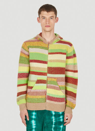 The Elder Statesman Striped Hooded Sweater Green tes0150001