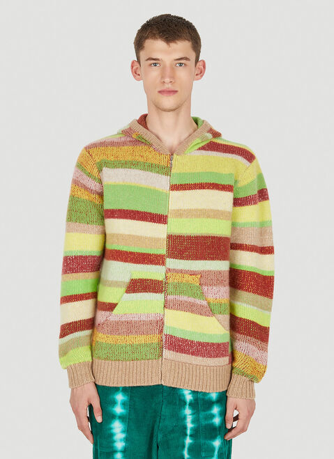 The Elder Statesman Striped Hooded Sweater Green tes0150001
