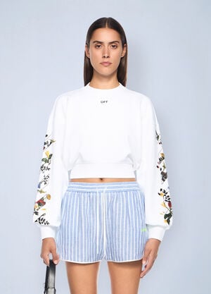 Off-White Arrow Flowers Crop Crew Logo Sweatshirt White ofw0262047