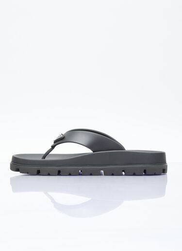 Prada Logo Plaque Slides Black pra0256026