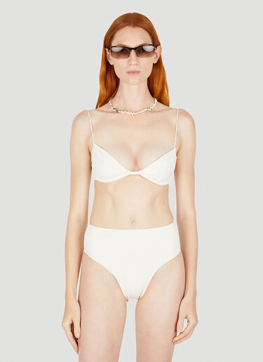 Ziah Fine Strap Almond Bikini Top White zia0249015