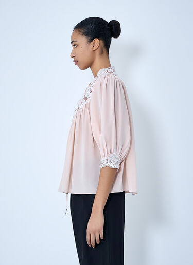 Chloé Lace Trim Blouse Pink chl0263017