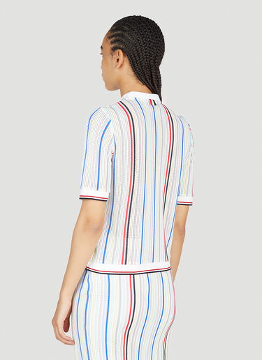 Thom Browne Striped Short Sleeve Cardigan White thb0252006