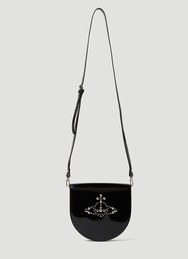 Vivienne Westwood Patent Saddle Shoulder Bag Black vvw0249035