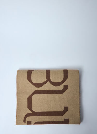 Burberry Logo Wool Scarf Beige bur0159035