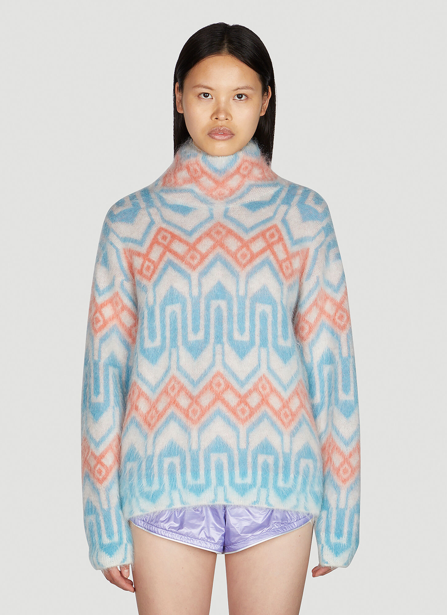 Shop Moncler Graphic Jacquard Sweater In Blue