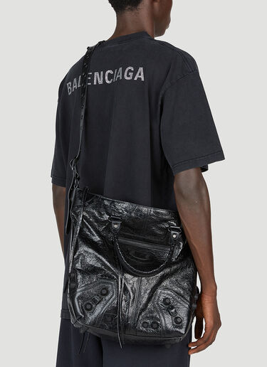 Black Le Cagole crinkled-leather cross-body bag, Balenciaga