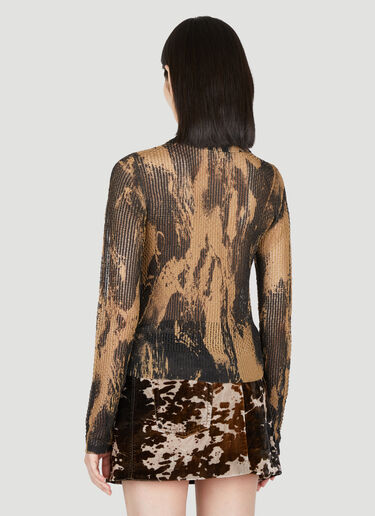 Acne Studios Open-Knit Distressed Print Cardigan Camel acn0254011