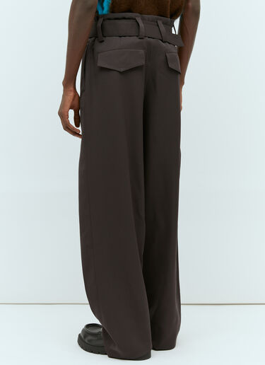 Jil Sander 벨티드 와이드 레그 울 팬츠 브라운 jil0153008