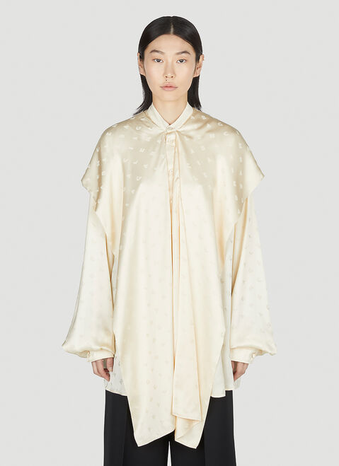 DRx x STEFAN MEIER x LN-CC Hooded Pussy Bow Shirt White drs0350003
