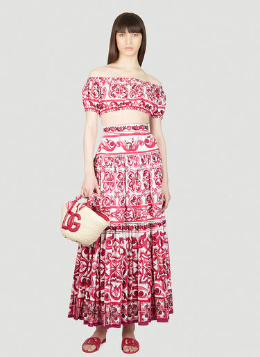 Dolce & Gabbana 마졸리카 프린트 맥시 스커트 핑크 dol0253002