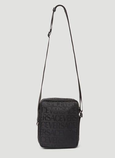 Versace Logo Jacquard Crossbody Bag Black ver0153047