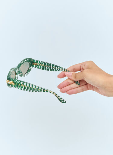 Bottega Veneta Mitre Oval Sunglasses Green bos0257002