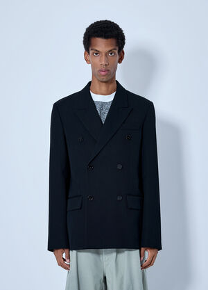 Balenciaga Double-Breasted Tailored Wool Twill Blazer Black bal0165011