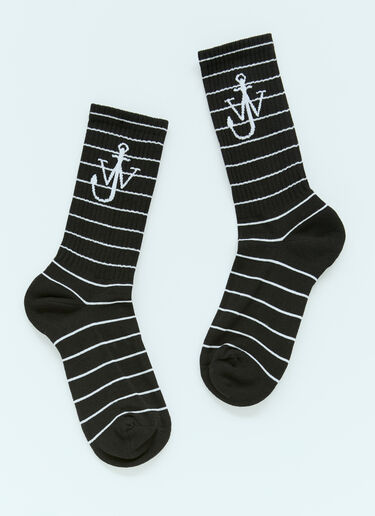 JW Anderson Striped Anchor Socks Black jwa0156012