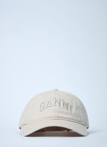 GANNI Logo Motif Baseball Cap Beige gan0261041