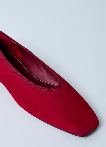 TOTEME Minimalist Suede Ballerina Flats Red tot0260019