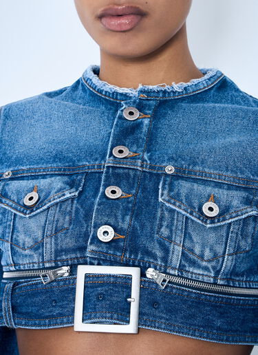 Jean Paul Gaultier Crop Denim Jacket With Zip-Belt Blue jpg0259006