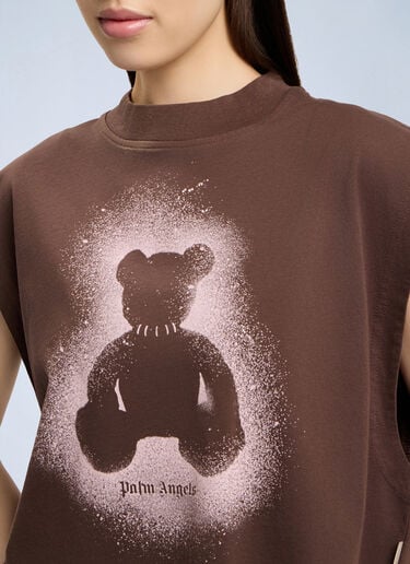 Palm Angels Spray Bear Boxy Tank Top Brown pma0264216