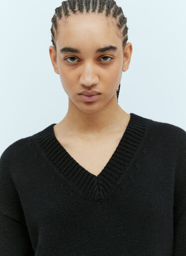 TOTEME V Neck Wool-Cashmere Sweater Black tot0255032