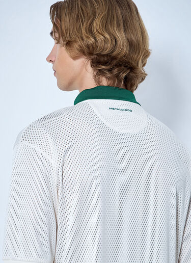LN-CC® - Metalwood: Quarter Zip Jersey Polo Shirt - White Metalwood Quarter Zip Jersey Polo Shirt White met0164017