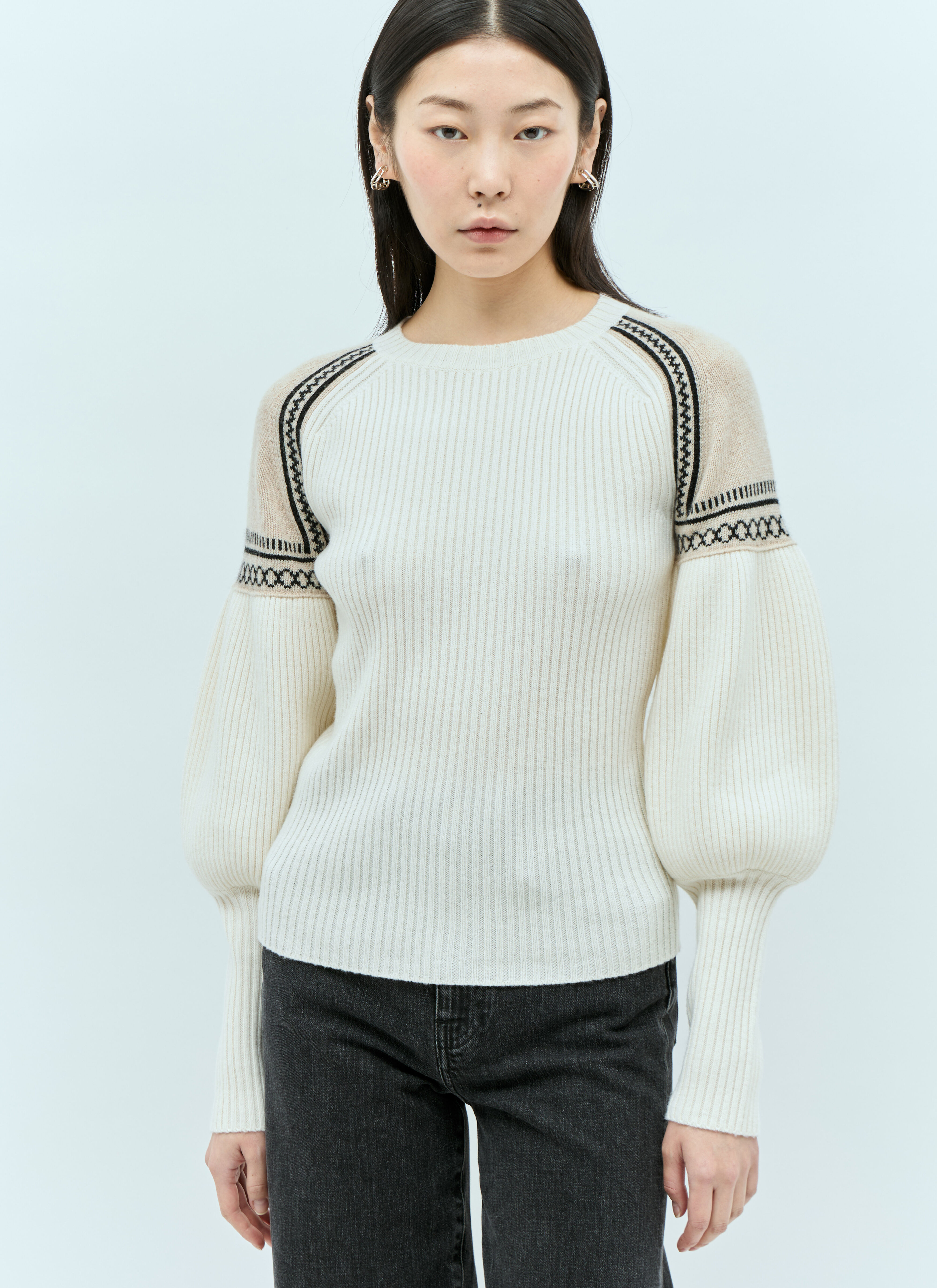 GANNI Feminine Wool And Cashmere Sweater Grey gan0255025