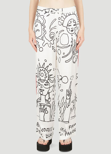 Honey Fucking Dijon Fluid Abstract Pants White hdj0348022