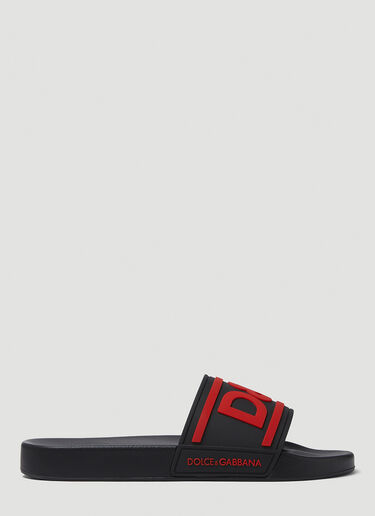 Dolce & Gabbana Logo Embossed Slides Black dol0149015